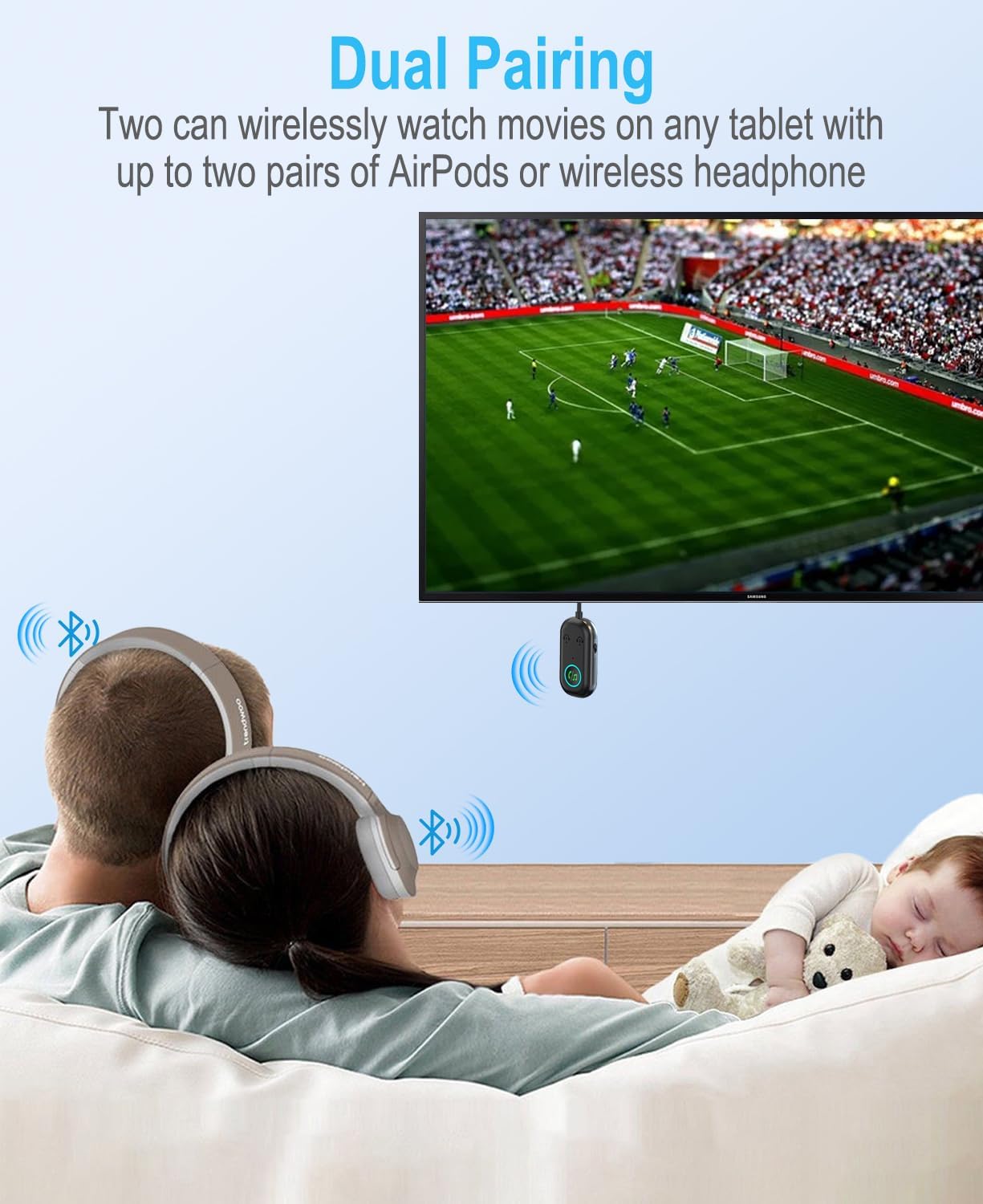 Bluetooth Transmitter Receiver 2-in-1 Adapter, Wireless Bluetooth Audio Adapter for Airplane, TV, Car, Headphones, 3.5MM Aux, Dual Pairing & Hands-Free Calling - 图片 6