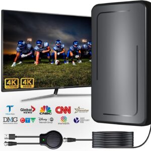Zestha Updated TV Antenna, 600+ Miles Antenna for Smart TV and Old TV, Indoor Outdoor Digital TV Antenna with Amplifier, 30 FT Cable 360° Reception 4K 1080p