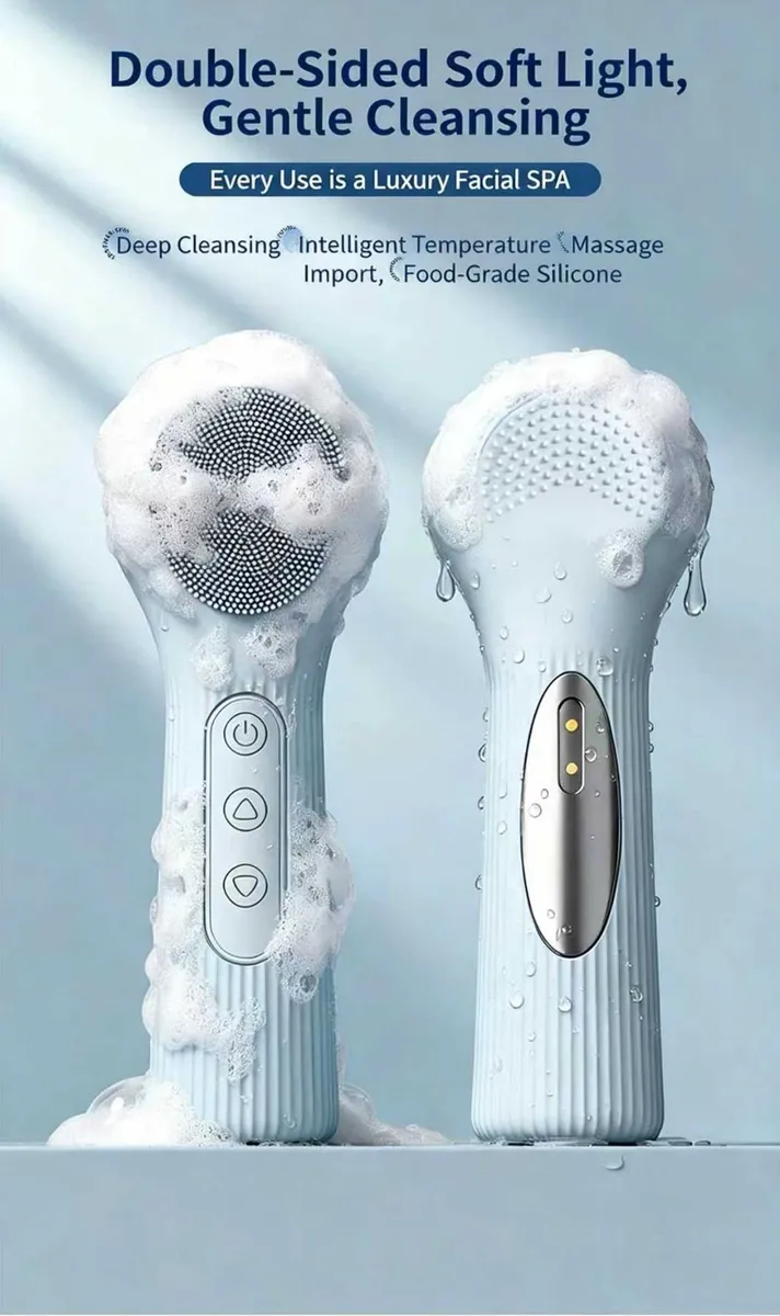 Silicone Face Scrubber, Rechargeable Electric Facial Cleansing Brush with 3 Modes, Zestha IPX7 Face Scrubber Exfoliator for Men & Women - 图片 3