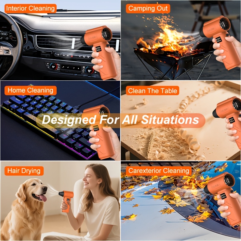 Zestha Cordless Air Duster Electric Dust Blower, 200000 RPM High-Speed Rechargeable Air Blower with Brushless Motor, 5 Speed Settings, Compressed Air Duster for Keyboard, Car, Home - 图片 2