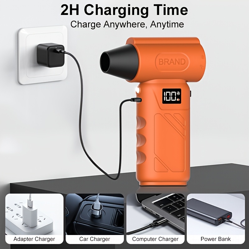Zestha Cordless Air Duster Electric Dust Blower, 200000 RPM High-Speed Rechargeable Air Blower with Brushless Motor, 5 Speed Settings, Compressed Air Duster for Keyboard, Car, Home - 图片 7